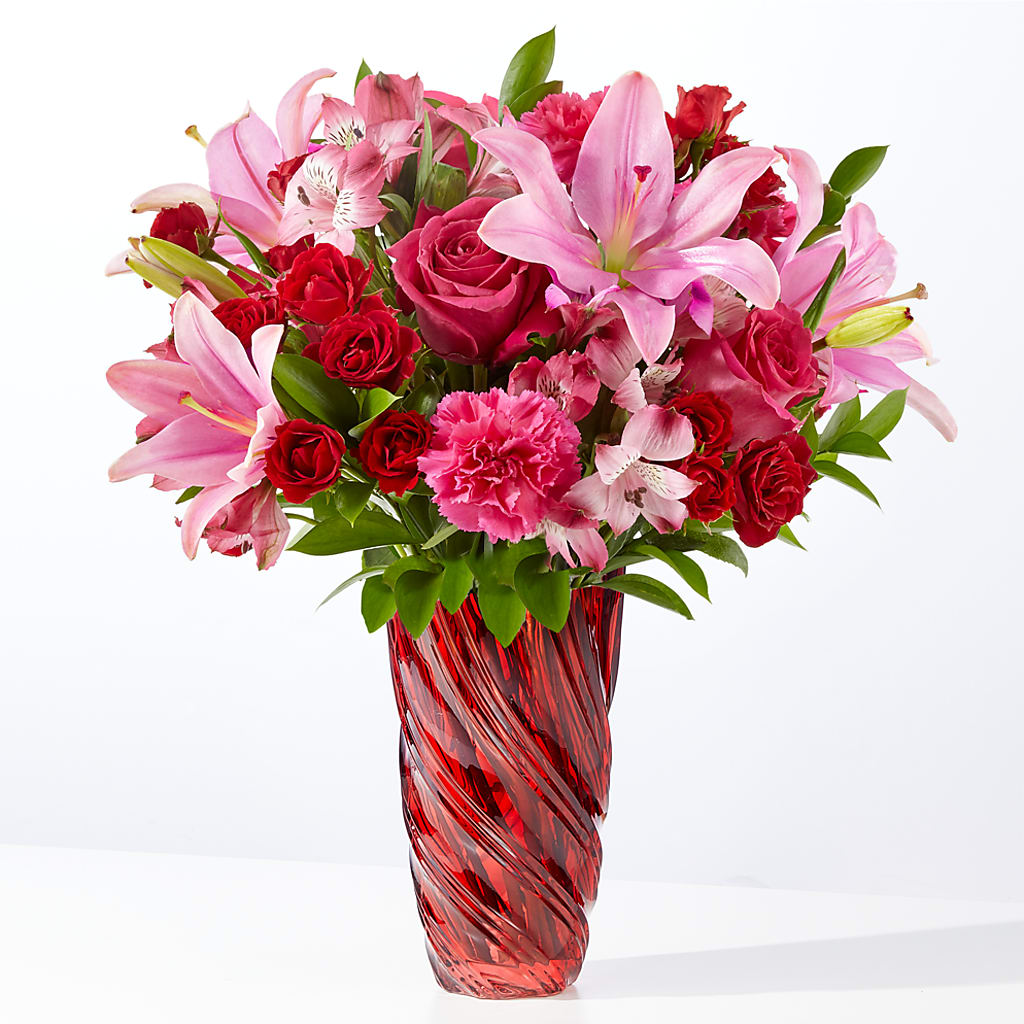 In Love Bouquet with Luxe Swirl Vase – North Shore Florist, North Vancouver BC