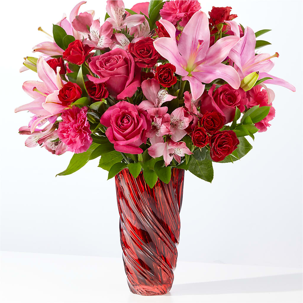 In Love Bouquet with Luxe Swirl Vase – North Shore Florist, North Vancouver BC