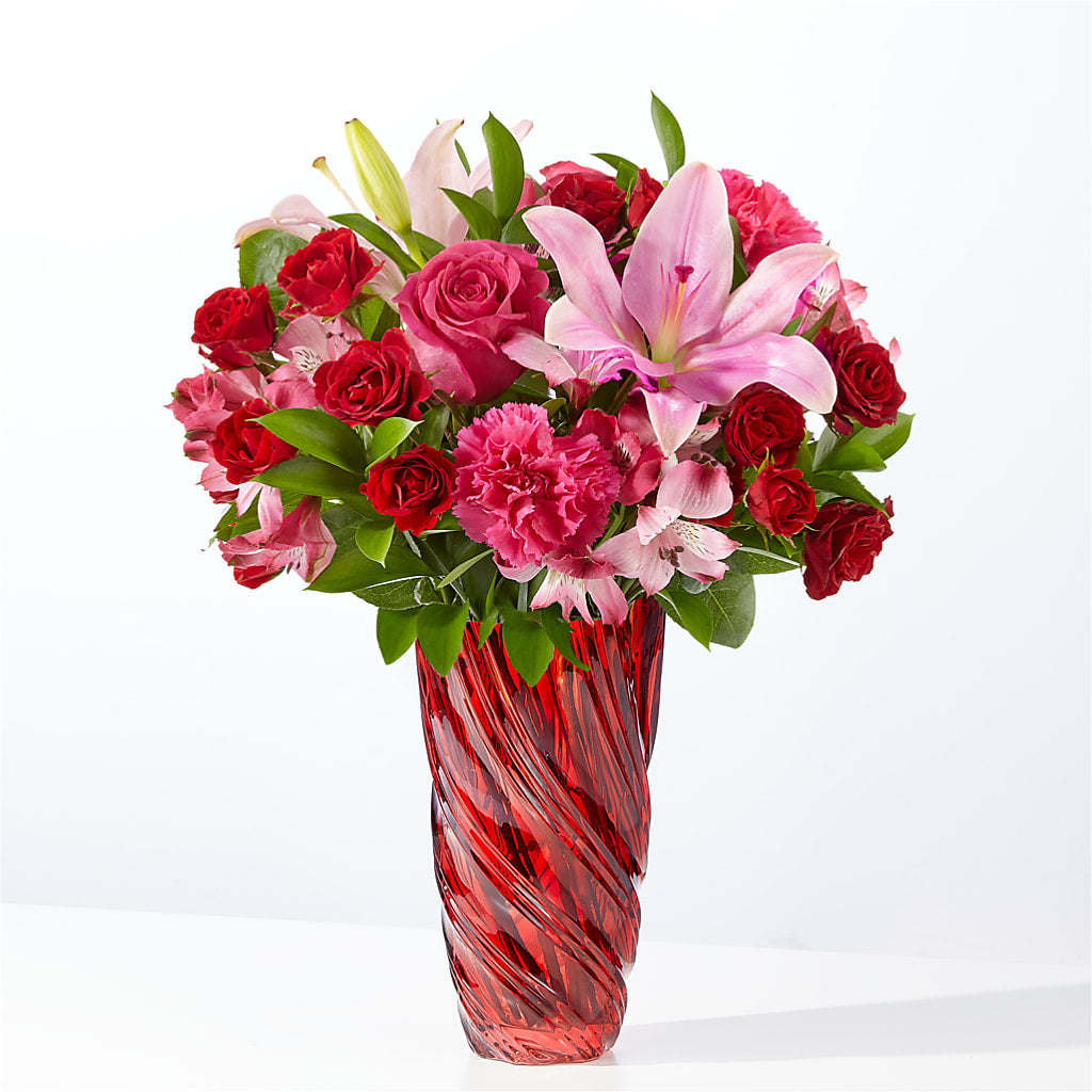 In Love Bouquet with Luxe Swirl Vase – North Shore Florist, North Vancouver BC