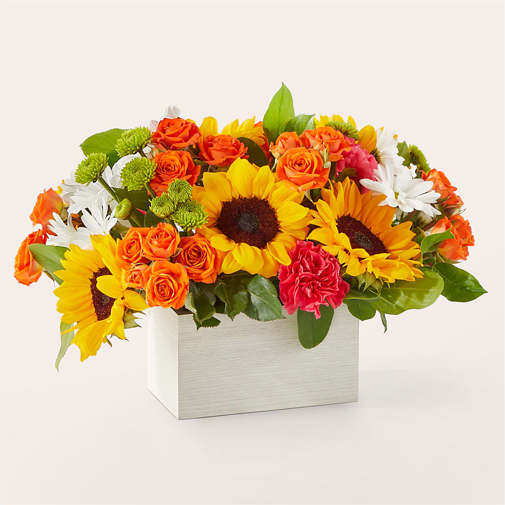 Sun-drenched Blooms Box Bouquet – North Shore Florist, North Vancouver BC