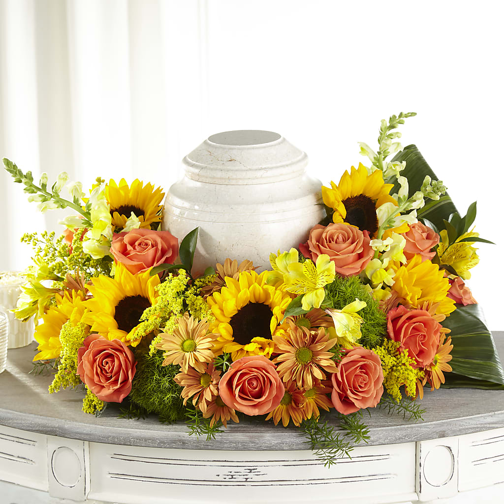 Faithful Sunflower Cremation Adornment – North Shore Florist, North Vancouver BC