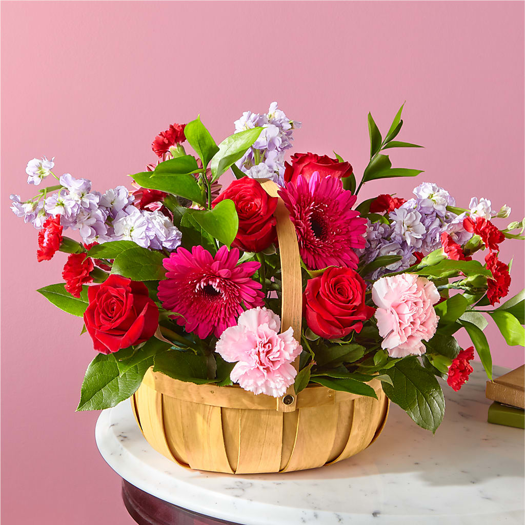 Pink Picnic Basket – North Shore Florist, North Vancouver BC
