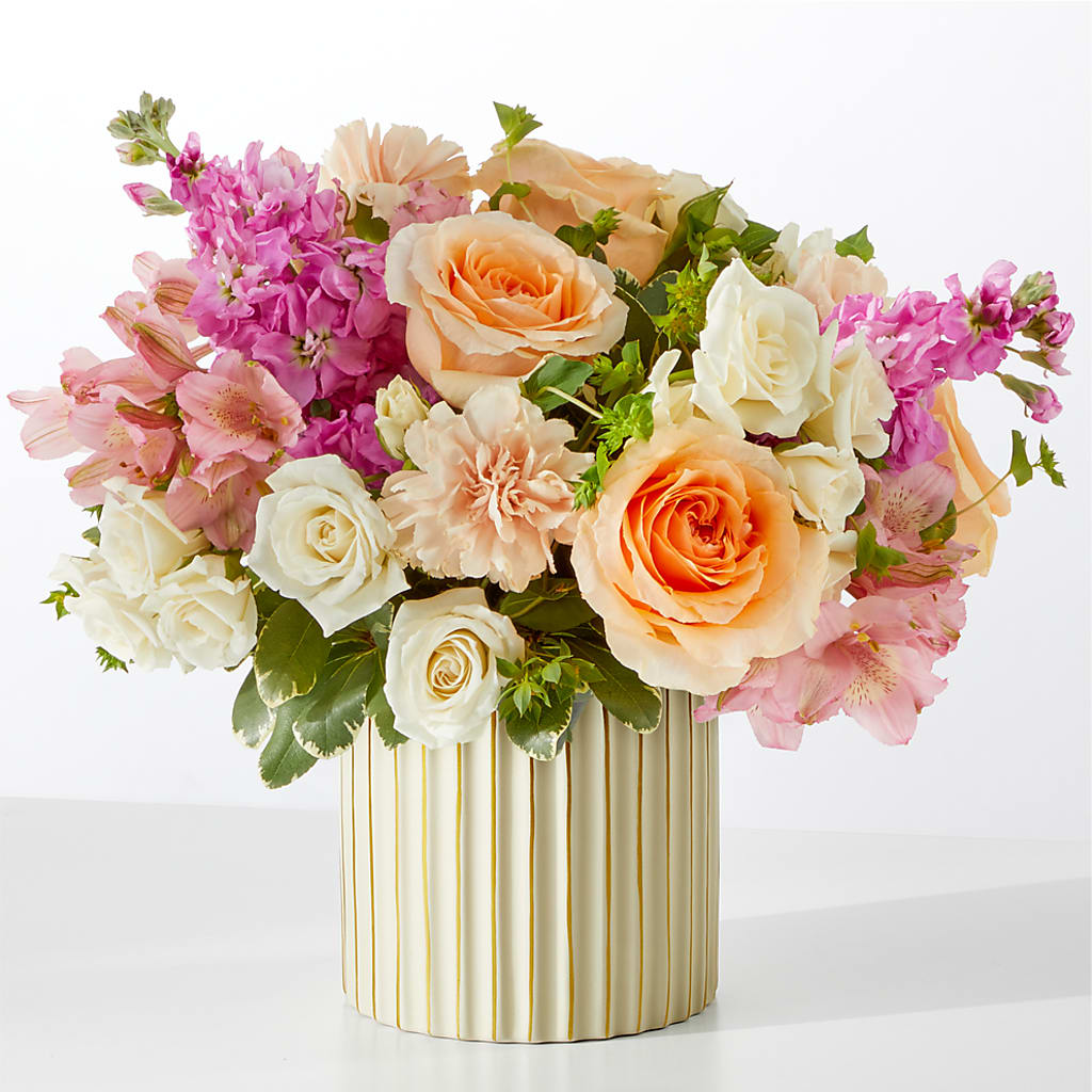 Paradise Bouquet with Ivory Vase – North Shore Florist, North Vancouver BC