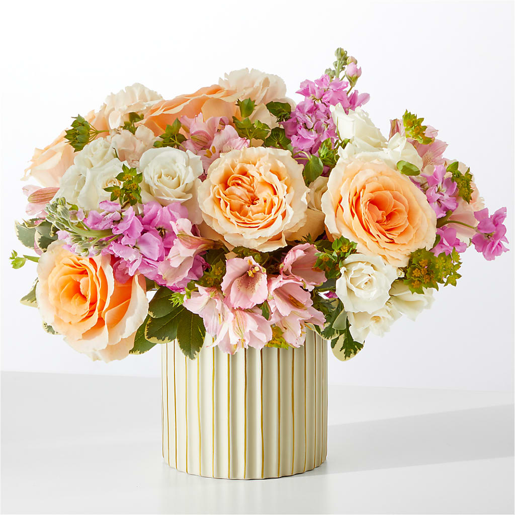 Paradise Bouquet with Ivory Vase – North Shore Florist, North Vancouver BC