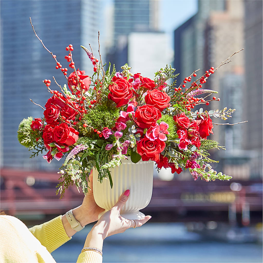 Big Red Bow Bouquet –  North Shore Florist, North Vancouver BC
