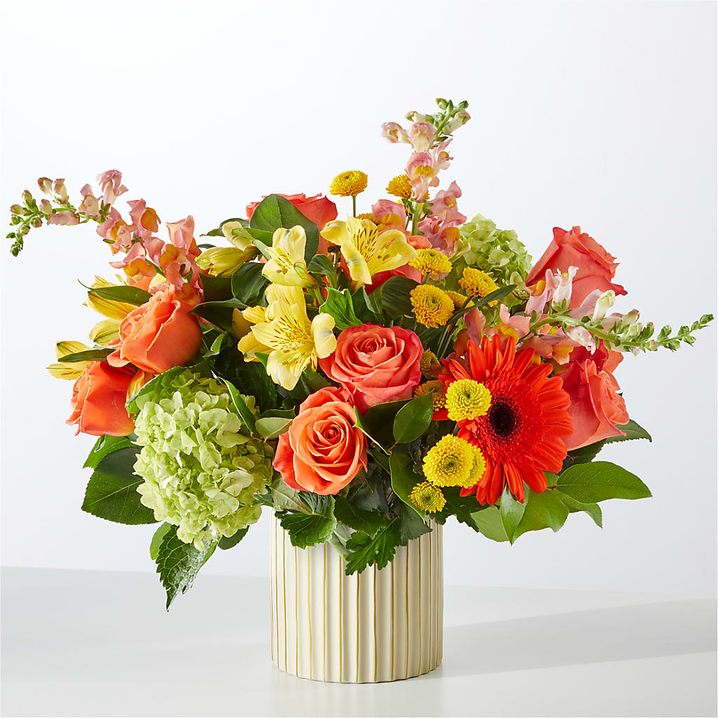 Autumn Sunshine Bouquet with Ivory Vase –  North Shore Florist, North Vancouver BC