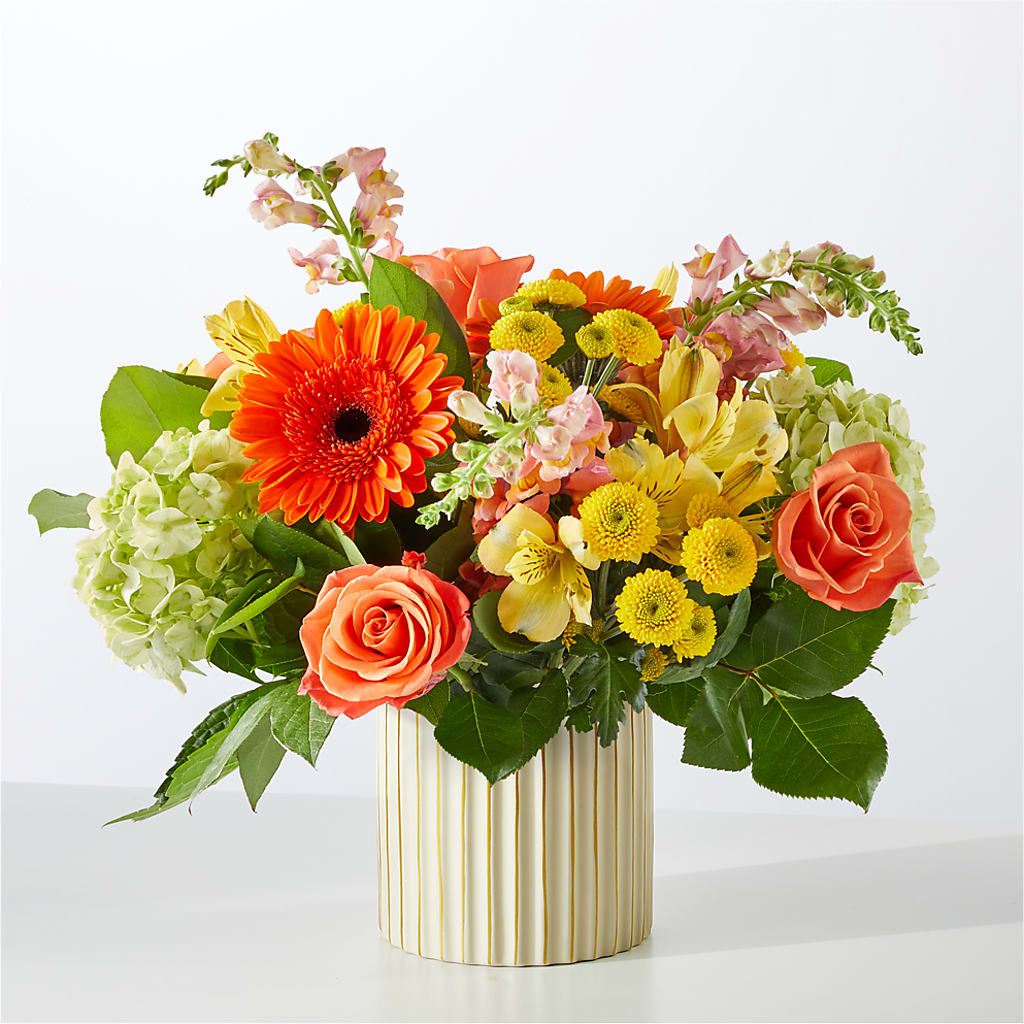 Autumn Sunshine Bouquet with Ivory Vase –  North Shore Florist, North Vancouver BC