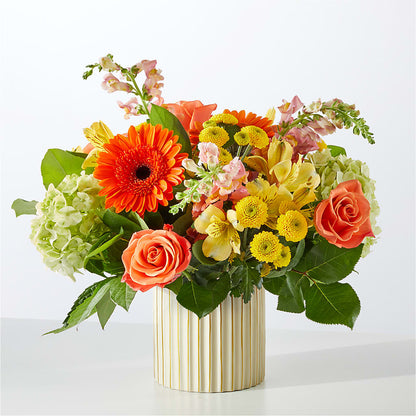 Autumn Sunshine Bouquet with Ivory Vase –  North Shore Florist, North Vancouver BC