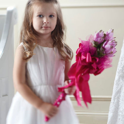 Sparkle Pink Flower Girl Bouquet –  North Shore Florist, North Vancouver BC