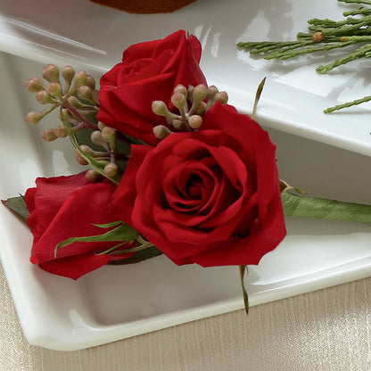 Red Spray Rose Boutonniere –  North Shore Florist, North Vancouver BC