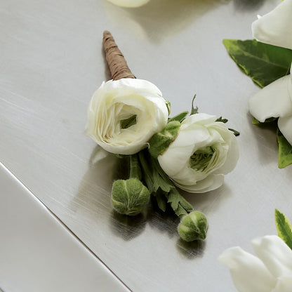 White Ranunculus Boutonniere –  North Shore Florist, North Vancouver BC